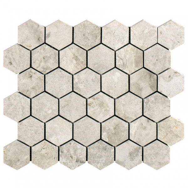 Silver Light Honed Hexagon Marble Mosaic